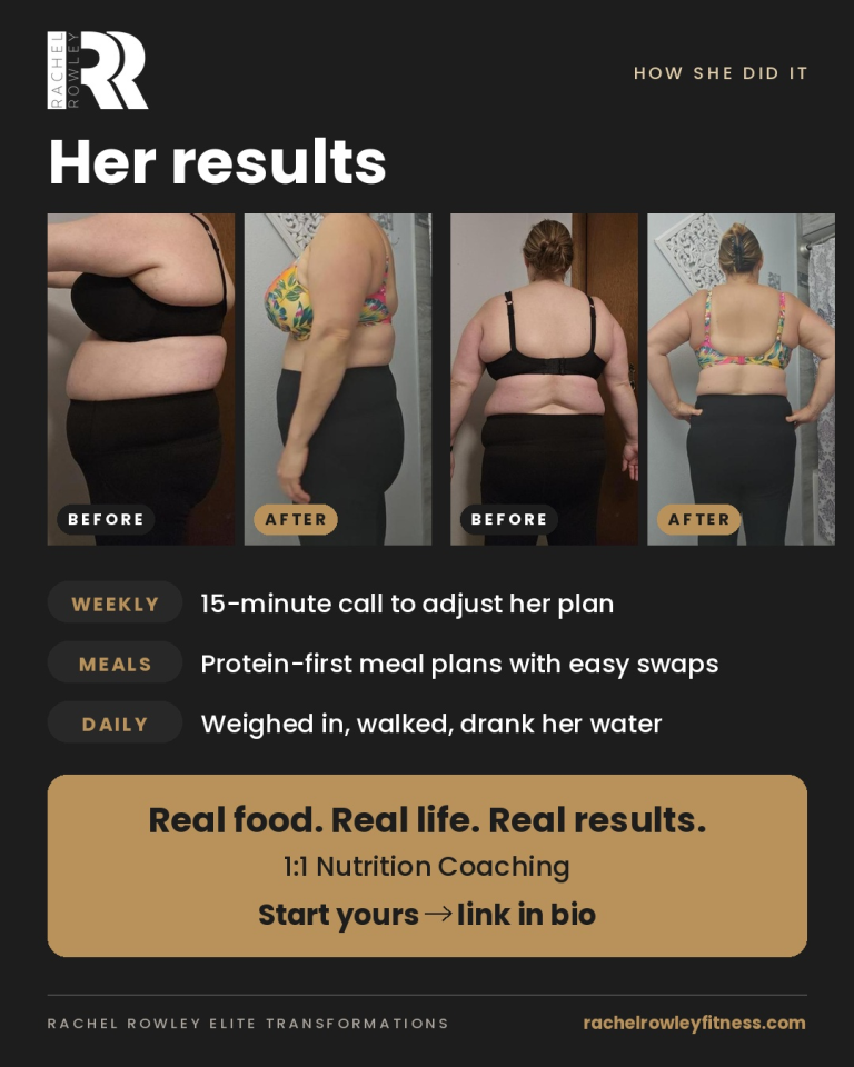 How she did it: weekly calls, protein-first meal plans and daily habits